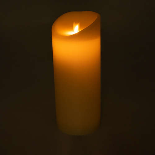 GloboStar® FIREFLAME 79544 Διακοσμητικό Realistic Κερί Παραφίνης με LED Εφέ Κινούμενης Φλόγας - Μπαταρίας & Ασύρματο Χειριστήριο IR Θερμό Λευκό 2700K Dimmable - Φ10 x Υ25cm