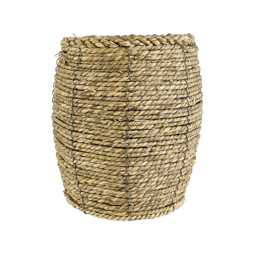 GloboStar® Artificial Garden THASSOS 20295 Διακοσμητικό Πλεκτό Καλάθι - Κασπώ Γλάστρα - Flower Pot Μπεζ Φ18 x Υ24cm
