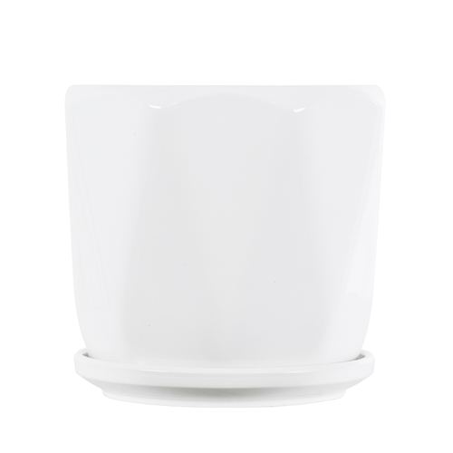 GloboStar® Artificial Garden KARPATHOS 20463 ΣΕΤ 3 Πήλινα Κεραμικά Κασπώ Γλάστρες - Flower Pots Λευκό A:Φ10cm x Υ10cm B:Φ13cm x Υ13.5cm C:Φ16cm x Υ16.5cm