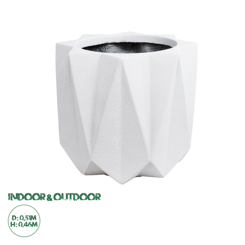 GloboStar® Artificial Garden PADOVA 20741 Επιδαπέδιο Πολυεστερικό Τσιμεντένιο Κασπώ Γλάστρα - Flower Pot Λευκό Φ51 x Υ46cm