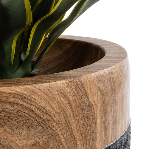 GloboStar® Artificial Garden BELLAGIO 20744 Επιδαπέδιο Πολυεστερικό Τσιμεντένιο Κασπώ Γλάστρα - Flower Pot Μαύρο με Καφέ Φ39 x Υ52cm