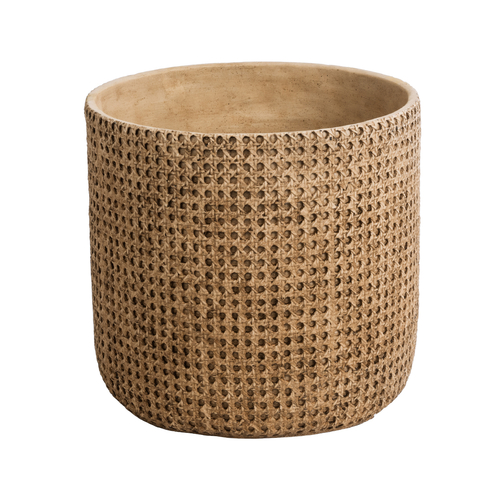 GloboStar® Artificial Garden GIUSEPPE 20800 Διακοσμητικό Πολυεστερικό Τσιμεντένιο Κασπώ Γλάστρα - Flower Pot Καφέ Φ35 x Υ33cm