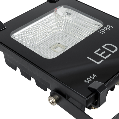 GLOBOSTAR® RGBFLOOD 75600 Προβολέας με IR Ασύρματο Χειριστήριο LED 10W 650lm 120° AC 220-240V Αδιάβροχο IP66 Πολύχρωμο RGB Dimmable - Μαύρο Ματ - Μ11 x Π4 x Υ13.5cm - 2 Χρόνια Εγγύηση