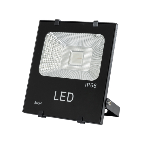 GLOBOSTAR® RGBFLOOD 75601 Προβολέας με IR Ασύρματο Χειριστήριο LED 30W 1950lm 120° AC 220-240V Αδιάβροχο IP66 Πολύχρωμο RGB Dimmable - Μαύρο Ματ - Μ17 x Π4.5 x Υ20cm - 2 Χρόνια Εγγύηση