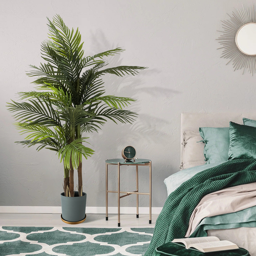 GloboStar® Artificial Garden NAPOLI 20495 Διακοσμητικό Κεραμικό Κασπώ Γλάστρα - Flower Pot Γκρι Πράσινο με Χρυσό Φ20 x Υ20cm