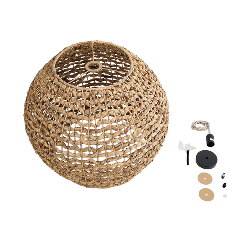 GLOBOSTAR® MANGATA 01851 Boho Κρεμαστό Φωτιστικό Οροφής με Ντουί 1 x E27 AC 220-240V IP20 - Καφέ - Μ60 x Π60 x Υ50cm