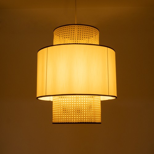 GLOBOSTAR® SAIGE 01917 Boho Κρεμαστό Φωτιστικό Οροφής με Ντουί 1 x E27 AC 220-240V IP20 - Μπεζ & Μαύρο - Μ50 x Π50 x Υ60cm