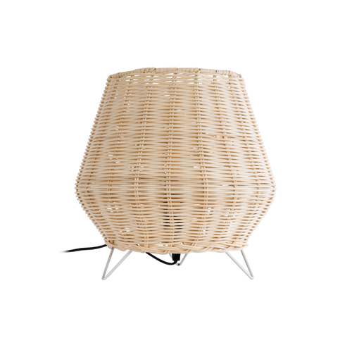 GLOBOSTAR® BOLSON 02010 Boho Επιδαπέδιο Φωτιστικό με Ντουί 1 x E27 AC 220-240V IP20 - Μπεζ & Λευκό - Μ30 x Π30 x Υ30cm