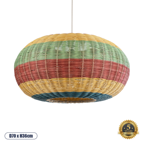 GLOBOSTAR® CABALLEROS 02056 Boho Κρεμαστό Φωτιστικό Οροφής με Ντουί 1 x E27 AC 220-240V IP20 - Πολύχρωμο - Μ70 x Π70 x Υ36cm