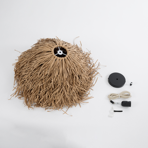 GLOBOSTAR® GUADELOUPE 02157 Boho Κρεμαστό Φωτιστικό Οροφής με Ντουί 1 x E27 AC 220-240V IP20 - Μπεζ - Μ50 x Π50 x Υ40cm