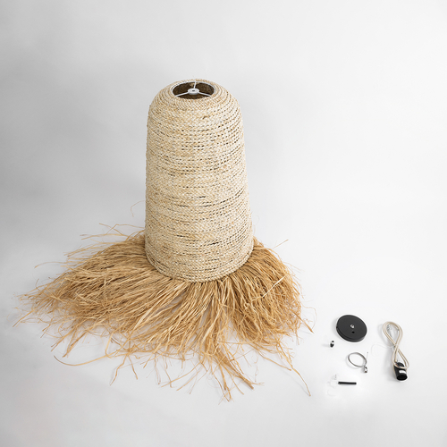 GLOBOSTAR® LETA 02171 Boho Κρεμαστό Φωτιστικό Οροφής με Ντουί 1 x E27 AC 220-240V IP20 - Μπεζ - Μ50 x Π50 x Υ150cm