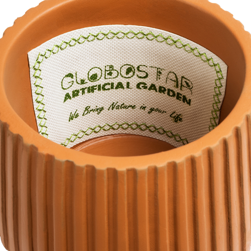 GloboStar® Artificial Garden ZANZIBAR 20539 Διακοσμητικό Κεραμικό Κασπώ Γλάστρα - Flower Pot Πορτοκαλί Φ11.5 x Υ9.5cm