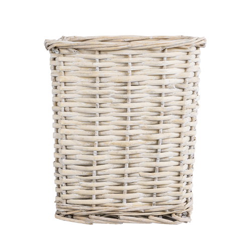 GloboStar® Artificial Garden KYOTO 20590 Διακοσμητικό Πλεκτό Καλάθι - Κασπώ Γλάστρα - Flower Pot Λευκό με Μπεζ Φ22 x Υ25cm
