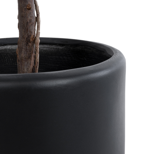 GloboStar® Artificial Garden PUEBLA 20698 Διακοσμητικό Πολυεστερικό Τσιμεντένιο Κασπώ Γλάστρα - Flower Pot Μαύρο Φ41 x Υ46cm