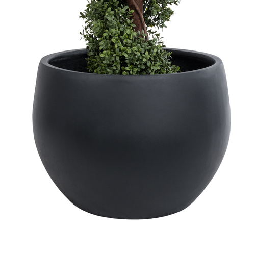 GloboStar® Artificial Garden VITORIA 20701 Διακοσμητικό Πολυεστερικό Τσιμεντένιο Κασπώ Γλάστρα - Flower Pot Μαύρο Φ55 x Υ40cm