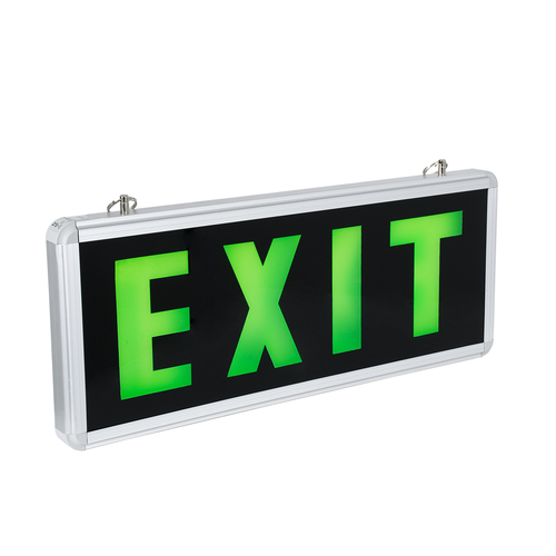 GLOBOSTAR® SENSATI 75663 Διακοσμητικό Φωτιστικό Τοίχου Ένδειξης / Σήμανσης EXIT LED 1W 40lm 90° AC 220-240V με Επαναφορτιζόμενη Μπαταρία Li-ion 3.7V 350mAh IP20 Πράσινο - Μαύρο & Πράσινο - Μ35 x Π14 x Υ3.3cm - 2 Χρόνια Εγγύηση