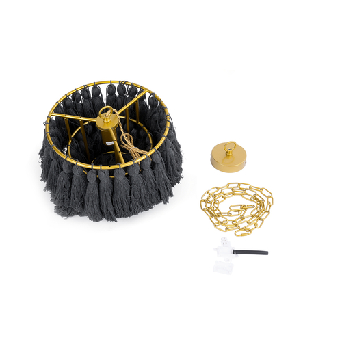 GLOBOSTAR® MISSOULA 02087 Boho Κρεμαστό Φωτιστικό Οροφής με Ντουί 1 x E27 AC 220-240V IP20 - Μαύρο & Χρυσό - Μ30 x Π30 x Υ40cm