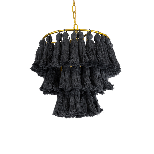 GLOBOSTAR® MISSOULA 02087 Boho Κρεμαστό Φωτιστικό Οροφής με Ντουί 1 x E27 AC 220-240V IP20 - Μαύρο & Χρυσό - Μ30 x Π30 x Υ40cm