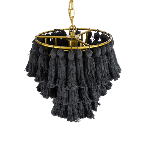 GLOBOSTAR® MISSOULA 02087 Boho Κρεμαστό Φωτιστικό Οροφής με Ντουί 1 x E27 AC 220-240V IP20 - Μαύρο & Χρυσό - Μ30 x Π30 x Υ40cm