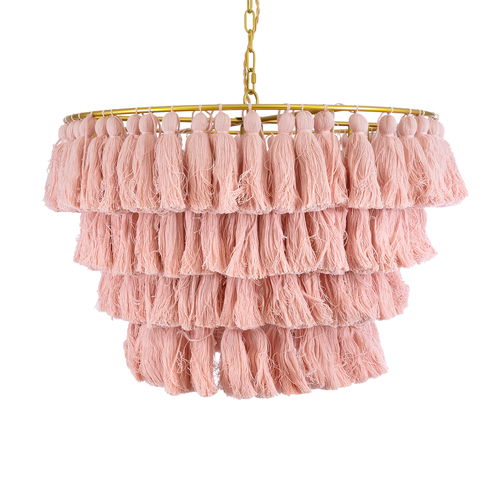 GLOBOSTAR® MISSOULA 02090 Boho Κρεμαστό Φωτιστικό Οροφής με Ντουί 1 x E27 AC 220-240V IP20 - Ροζ & Χρυσό - Μ60 x Π60 x Υ40cm