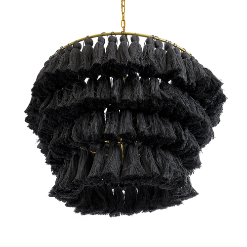 GLOBOSTAR® MISSOULA 02091 Boho Κρεμαστό Φωτιστικό Οροφής με Ντουί 1 x E27 AC 220-240V IP20 - Μαύρο & Χρυσό - Μ60 x Π60 x Υ40cm