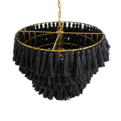 GLOBOSTAR® MISSOULA 02091 Boho Κρεμαστό Φωτιστικό Οροφής με Ντουί 1 x E27 AC 220-240V IP20 - Μαύρο & Χρυσό - Μ60 x Π60 x Υ40cm