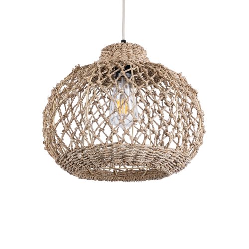 GLOBOSTAR® ECUADOR 02115 Boho Κρεμαστό Φωτιστικό Οροφής με Ντουί 1 x E27 AC 220-240V IP20 - Μπεζ - Μ35 x Π35 x Υ28cm