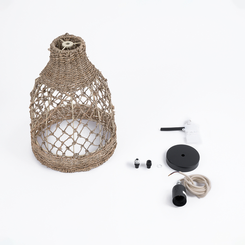 GLOBOSTAR® ECUADOR 02118 Boho Κρεμαστό Φωτιστικό Οροφής με Ντουί 1 x E27 AC 220-240V IP20 - Μπεζ - Μ25 x Π25 x Υ35cm