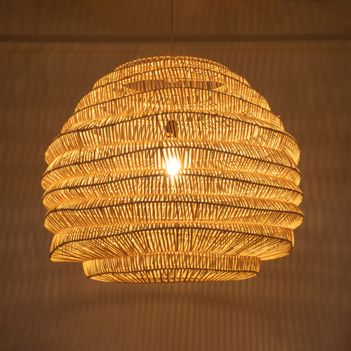 GLOBOSTAR® OREGON 02207 Boho Κρεμαστό Φωτιστικό Οροφής με Ντουί 1 x E27 AC 220-240V IP20 - Μπεζ - Μ80 x Π80 x Υ65cm