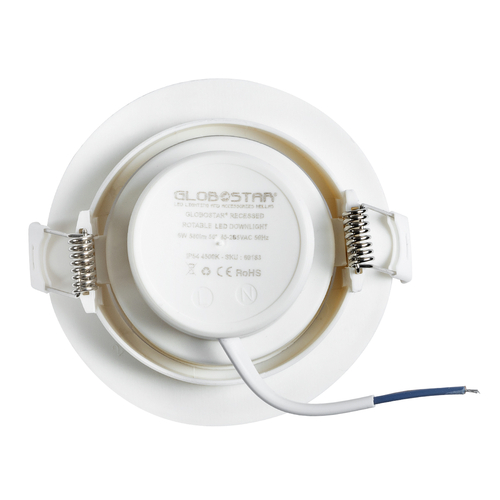 GLOBOSTAR® DE VALERA 60183 Χωνευτό Κινούμενο Downlight Σποτ LED 5W 485lm 60° AC 220-240V IP20 Φυσικό Λευκό 4500K - Bridgelux SMD Chip & TÜV SÜD Driver - Λευκό Ματ - Μ9 x Π9 x Υ4cm / Q8cm - 3 Χρόνια Εγγύηση