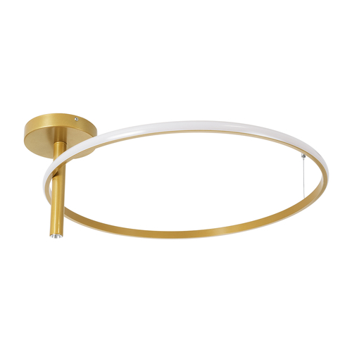 GLOBOSTAR® VERONA 61225 Μοντέρνο Φωτιστικό Οροφής LED 36W 4032lm 360° AC 220-240V IP20 Ρυθμιζόμενο Λευκό CCT με On/Off 2700K/4500K/6000K - Lumileds SMD Chip - Χρυσό Βούρτσας - Μ60 x Π60 x Υ23cm - 3 Χρόνια Εγγύηση