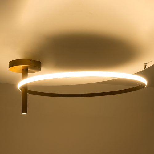 GLOBOSTAR® VERONA 61225 Μοντέρνο Φωτιστικό Οροφής LED 36W 4032lm 360° AC 220-240V IP20 Ρυθμιζόμενο Λευκό CCT με On/Off 2700K/4500K/6000K - Lumileds SMD Chip - Χρυσό Βούρτσας - Μ60 x Π60 x Υ23cm - 3 Χρόνια Εγγύηση