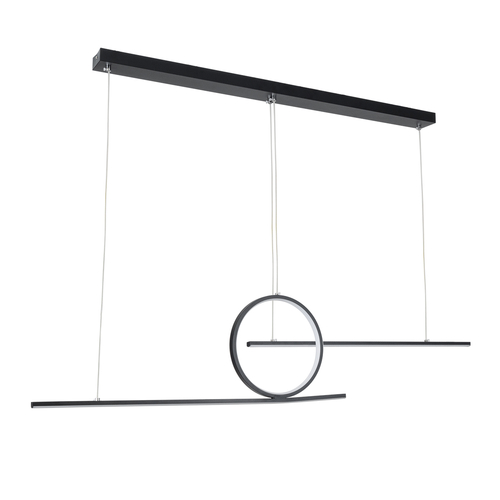 GLOBOSTAR® TEREZA 61288 Μοντέρνο Κρεμαστό Φωτιστικό Οροφής LED 67W 7504lm 300° AC 220-240V IP20 Ρυθμιζόμενο Λευκό CCT με Χειριστήριο από 2700K έως 6000K Dimmable - Lumileds SMD Chip - Μαύρο Ματ - Μ110 x Π4.5 x Υ34cm - 3 Χρόνια Εγγύηση