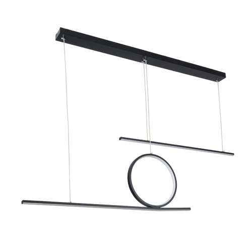 GLOBOSTAR® TEREZA 61288 Μοντέρνο Κρεμαστό Φωτιστικό Οροφής LED 67W 7504lm 300° AC 220-240V IP20 Ρυθμιζόμενο Λευκό CCT με Χειριστήριο από 2700K έως 6000K Dimmable - Lumileds SMD Chip - Μαύρο Ματ - Μ110 x Π4.5 x Υ34cm - 3 Χρόνια Εγγύηση