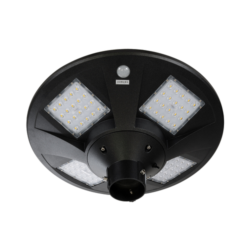 GLOBOSTAR® PARK 90501 Φωτιστικό Κεφαλής Post Top Πλατείας/Πάρκου/Κήπου με Ασύρματο Χειριστήριο LED 25W 550lm 120° με Ενσωματωμένο Φωτοβολταϊκό Panel 6V 20W & Επαναφορτιζόμενη Μπαταρία Li-ion 3.2V 12000mAh με Αισθητήρα Κίνησης-Ημέρας-Νύχτας Αδιάβροχο IP67 Θερμό Λευκό 2700K - Γκρι Ανθρακί - Φ50 x Υ20cm - 2 Χρόνια Εγγύηση