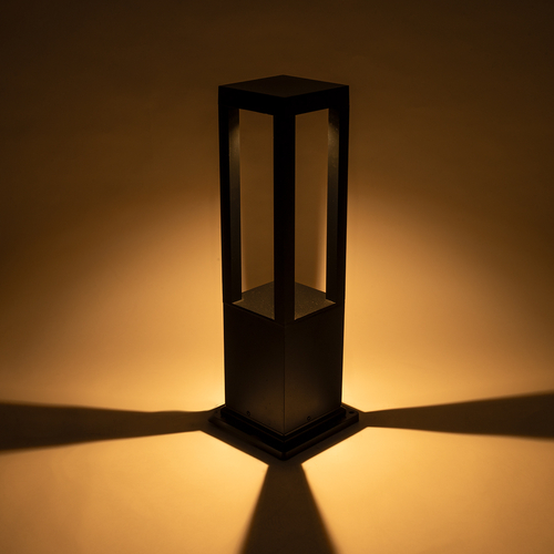 GLOBOSTAR® HONEYBEE 90541 Φωτιστικό Κολωνάκι Κήπου LED 15W 1500lm 120° AC 220-240V Αδιάβροχο IP65 Θερμό Λευκό 2700K - Γκρι Ανθρακί - Μ20 x Π20 x Υ60cm - 3 Χρόνια Εγγύηση