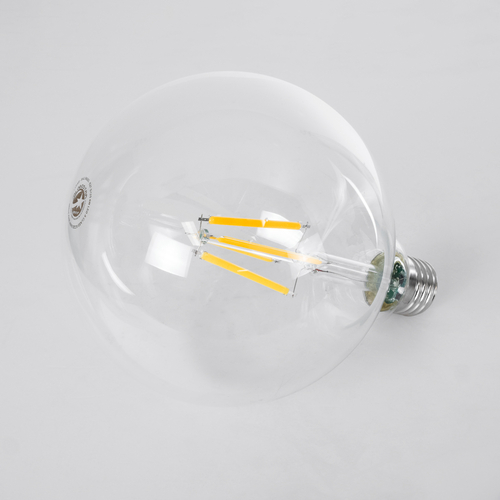 GLOBOSTAR® BUBBLE 99085 Λάμπα E27 G125 LED 4W 840lm 360° AC 220-240V IP20 Θερμό Λευκό 2700K - Long Filament Chip - Διάφανο - Μ12.5 x Π12.5 x Υ13.8cm - 3 Χρόνια Εγγύηση