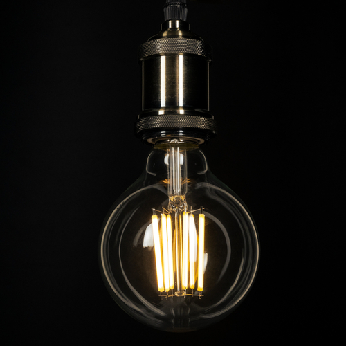 GLOBOSTAR® BUBBLE 99088 Λάμπα E27 G95 LED 7W 1470lm 360° AC 220-240V IP20 Θερμό Λευκό 2700K - Long Filament Chip - Διάφανο - Μ9.5 x Π9.5 x Υ13.8cm - 3 Χρόνια Εγγύηση