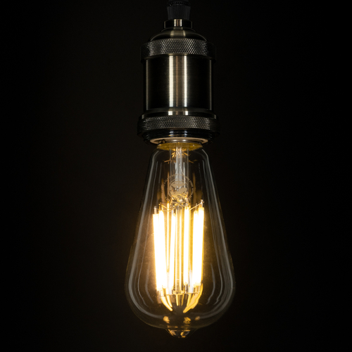 GLOBOSTAR® PEAR 99090 Λάμπα E27 ST64 LED 7W 1470lm 360° AC 220-240V IP20 Θερμό Λευκό 2700K - Long Filament Chip - Διάφανο - Μ6.4 x Π6.4 x Υ14.5cm - 3 Χρόνια Εγγύηση