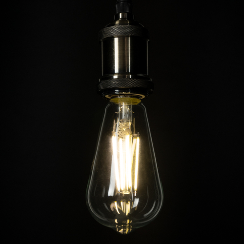 GLOBOSTAR® PEAR 99094 Λάμπα E27 ST64 LED 4W 840lm 360° AC 220-240V IP20 Φυσικό Λευκό 4500K - Long Filament Chip - Διάφανο - Μ6.4 x Π6.4 x Υ14.5cm - 3 Χρόνια Εγγύηση