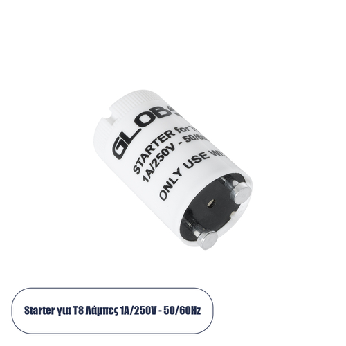 GLOBOSTAR® T8STARTER 99099 Starter για Λάμπες T8 G13 Τύπου Φθορίου Max 1A AC 220-240V IP20 - Μ2 x Π2 x Υ3.8cm