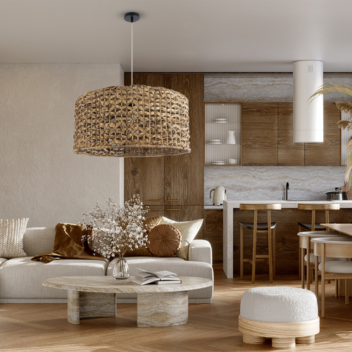 GLOBOSTAR® MANGATA 01849 Boho Κρεμαστό Φωτιστικό Οροφής με Ντουί 1 x E27 AC 220-240V IP20 - Καφέ - Μ60 x Π60 x Υ28cm