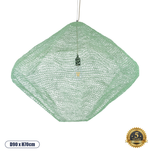 GLOBOSTAR® KENTUCKY 01870 Vintage Κρεμαστό Φωτιστικό Οροφής με Ντουί 1 x E27 AC 220-240V IP20 - Τιρκουάζ - Μ90 x Π90 x Υ70cm