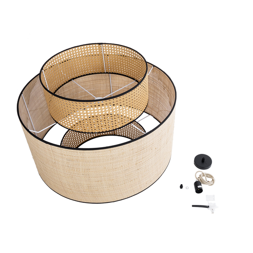 GLOBOSTAR® BRAVADO 02387 Boho Κρεμαστό Φωτιστικό Οροφής με Ντουί 1 x E27 AC 220-240V IP20 - Μπεζ - Μ70 x Π70 x Υ58cm