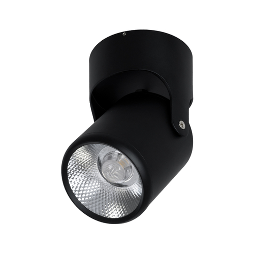 GLOBOSTAR® DETRONIC 60504 Κινούμενο Downlight Σποτ LED 10W 1300lm 24° AC 220-240V IP20 Φυσικό Λευκό 4500K - Bridgelux COB Chip & TÜV SÜD Driver - Μαύρο Ματ - Μ9 x Π9 x Υ16cm - 5 Χρόνια Εγγύηση