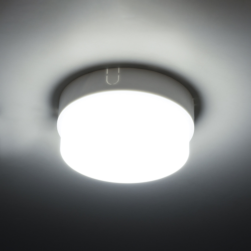 GLOBOSTAR® REVANO 61011 Φωτιστικό Πλαφονιέρα Οροφής LED 12W 1200lm 180° AC 220-240V Αδιάβροχο IP54 Ψυχρό Λευκό 6000K - Lumileds SMD Chip - Λευκό Γαλακτερό - Μ12 x Π12 x Υ4.5cm - 2 Χρόνια Εγγύηση