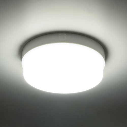 GLOBOSTAR® REVANO 61014 Φωτιστικό Πλαφονιέρα Οροφής LED 15W 1500lm 180° AC 220-240V Αδιάβροχο IP54 Ψυχρό Λευκό 6000K - Lumileds SMD Chip - Λευκό Γαλακτερό - Μ17 x Π17 x Υ5cm - 2 Χρόνια Εγγύηση