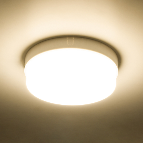 GLOBOSTAR® REVANO 61016 Φωτιστικό Πλαφονιέρα Οροφής LED 15W 1350lm 180° AC 220-240V Αδιάβροχο IP54 Θερμό Λευκό 2700K - Lumileds SMD Chip - Λευκό Γαλακτερό - Μ17 x Π17 x Υ5cm - 2 Χρόνια Εγγύηση