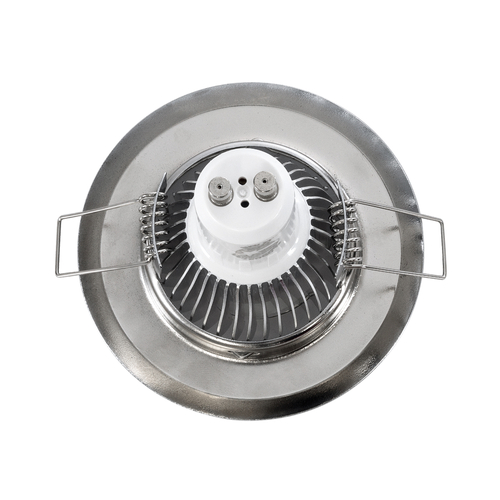 GLOBOSTAR® RAFY 77810 Χωνευτή Βάση για Σποτ MR16 με Ντουί GU10/GU5.3 IP20 - Νίκελ Χρώμιο - Μ8.3 x Π8.3 x Υ3.1cm / Q6cm