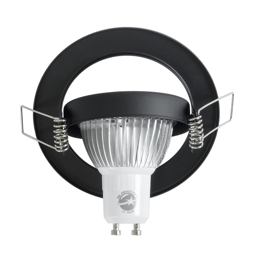 GLOBOSTAR® DELTA 77815 Χωνευτή Κινούμενη Βάση για Σποτ MR16 με Ντουί GU10/GU5.3 IP20 - Μαύρο Ματ - Μ9.2 x Π9.2 x Υ2.8cm / Q7.6cm